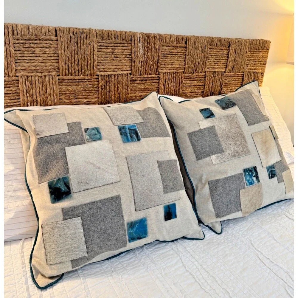 2 Auskin Cowhide Cotton Wool Pillow Covers 20